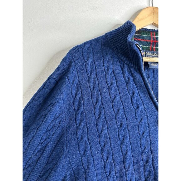 Brooks Brothers 1/4 Zip Sweater Mens L Scottish Lambswool Cable Knit Old Money - Picture 2 of 8